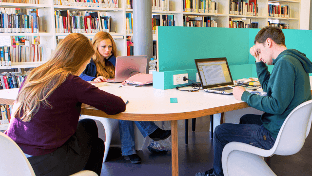 Pakistani student adapting to independent study culture in German university library